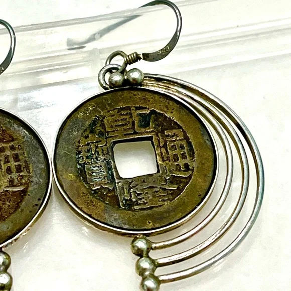 Antique Coin Silver Earrings - Picture 2 of 5